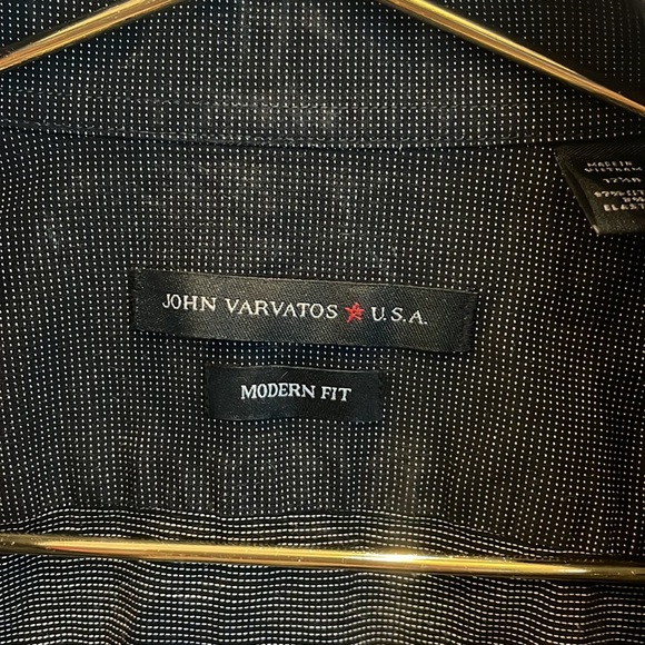 John Varvatos Micro Dot Button Down Dress Shirt Size 17.5R - Picture 3 of 9